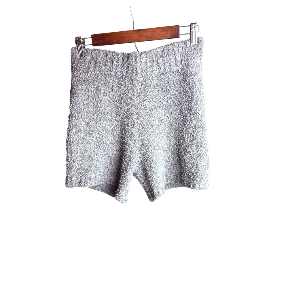 Cozy Grey Fuzzy Shorts High Waisted Textured Plush Knit Summer Lounge Y2K Chic